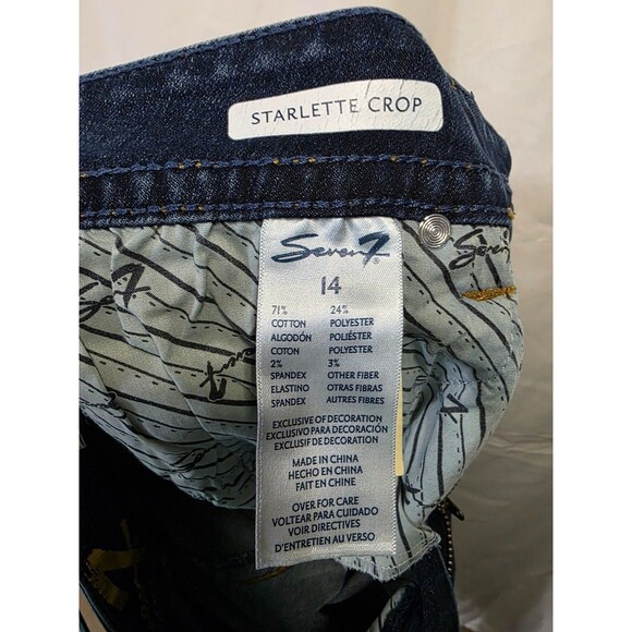 Seven7 Starlette Crop Womens Jeans Size 14 M1779DG Blue Denim Straight - Picture 6 of 8